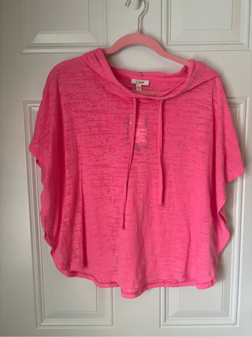 Grane Hot Pink Hooded Short Sleeve Top